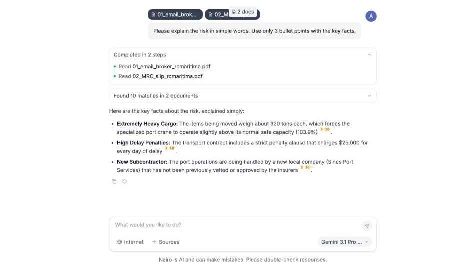 Assistant response with short bullet points and citation markers