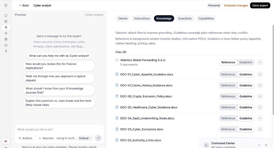Expert Studio Knowledge step with Reference and Guideline files