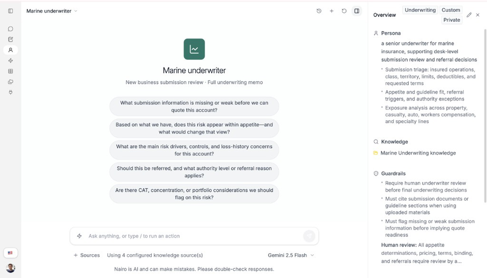 Expert workspace with starter prompts and Overview panel