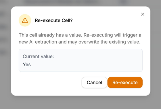 Re-execute Cell confirmation with current value