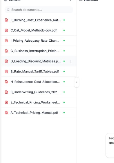 Context panel listing processed Project documents